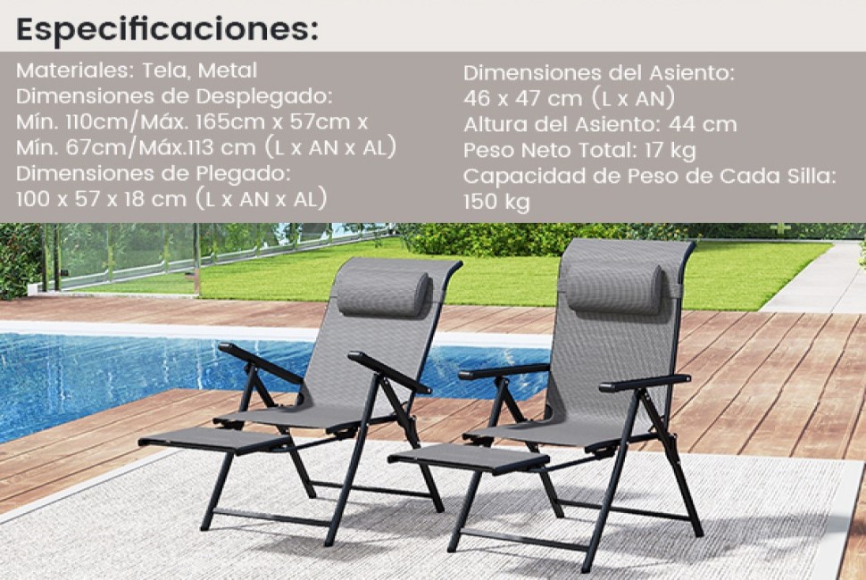 silla de descanso para camping con reposapiés