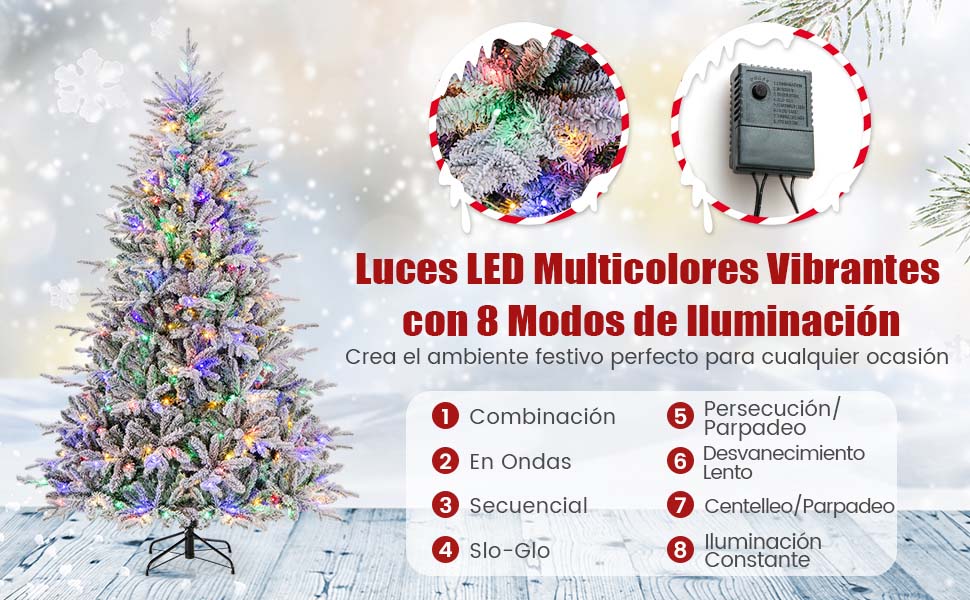 Abeto artificial con nieve