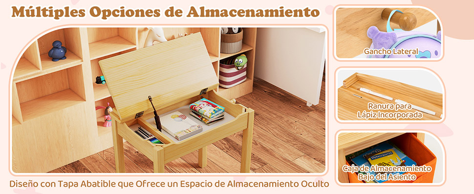 escritorio y silla de estudio de madera maciza para estudiantes