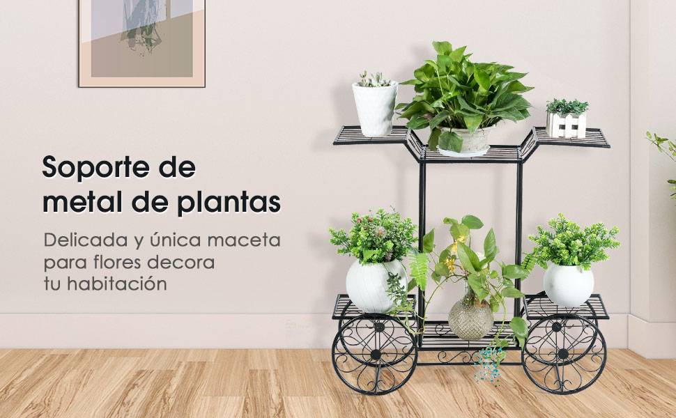 estante de metal para flores