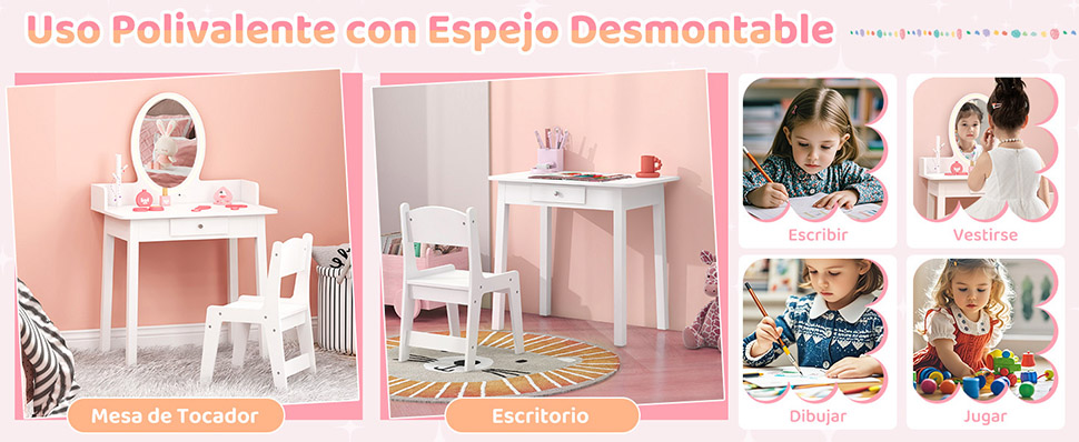 juego de mesa y silla de tocador