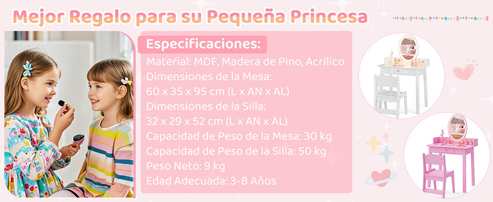 juego de maquillaje de madera con cajón