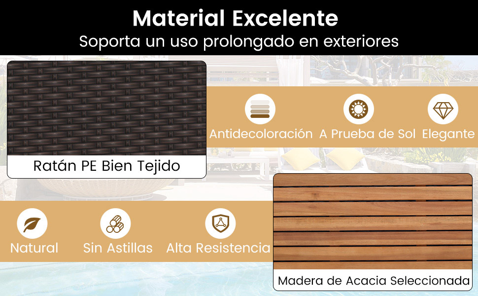Gabinete de almacenamiento de ratán con tablero de madera de acacia