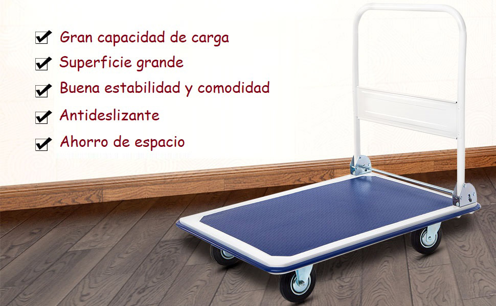 Base Rectangular MDF Carro Herramientas ADGO Plataforma De Transporte Rectangular 575 X 300 X 120 Mm, Capacidad Carro Playa Carretilla De Mano