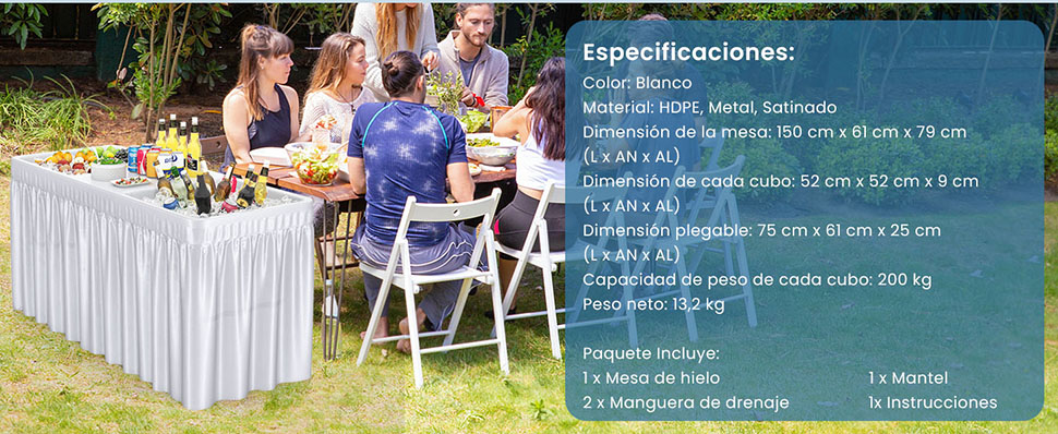 mesa refrigerante plegable para exteriores