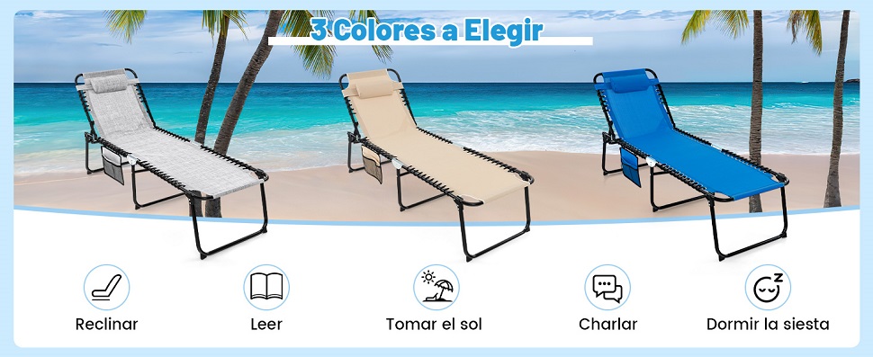 silla de playa ligera y portátil para patio piscina césped veranda