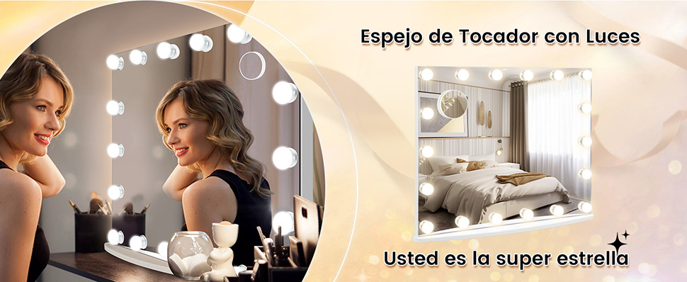 Espejo de maquillaje con luces LED
