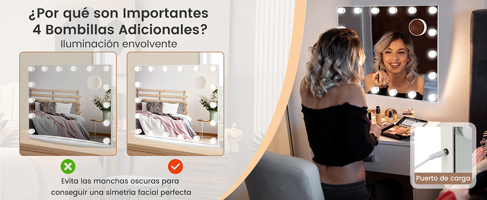 Espejo iluminado para maquillaje