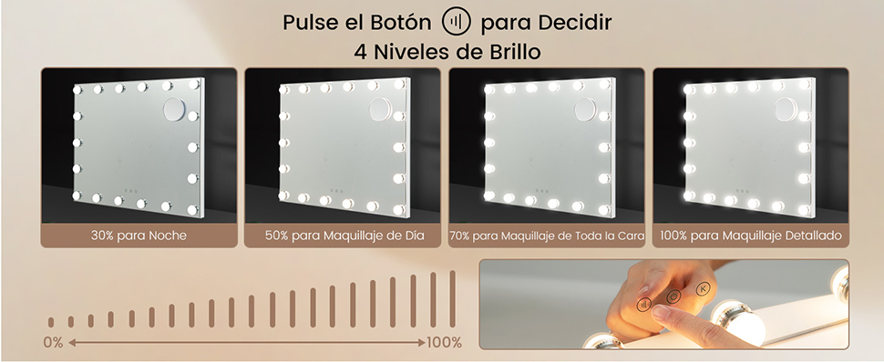 Espejo con luz regulable