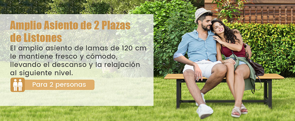 Banco jardín metal y HDPE