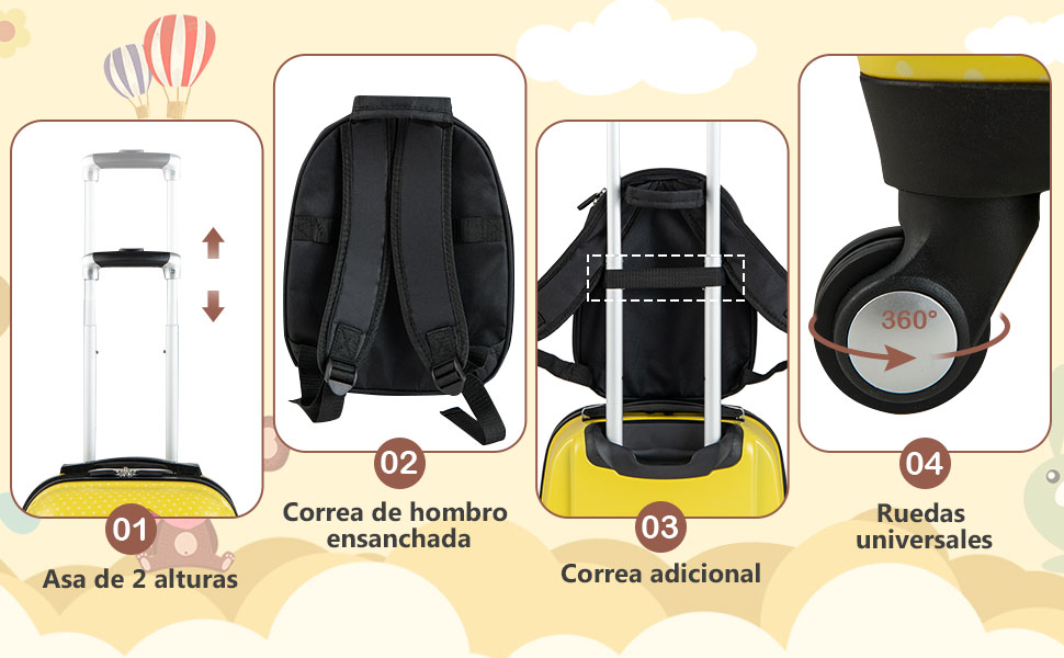 2 piezas de equipaje para niños