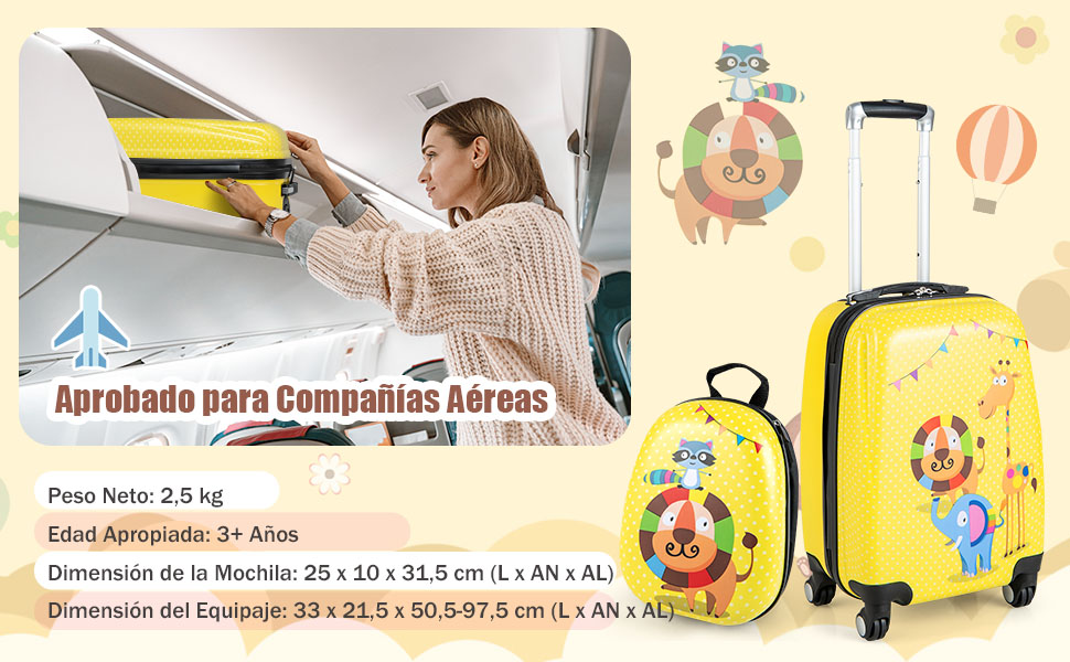 juego de equipaje para niños con mochila