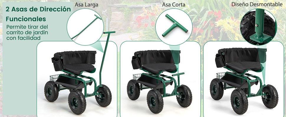 Asiento de trabajo para carrito de jardín