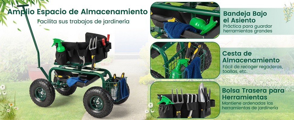  carrito de jardín con ruedas