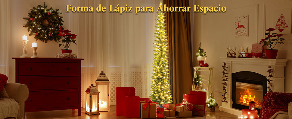 Árbol de Navidad delgado con luces