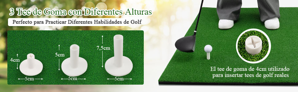 Alfombrilla de golf con tee de goma