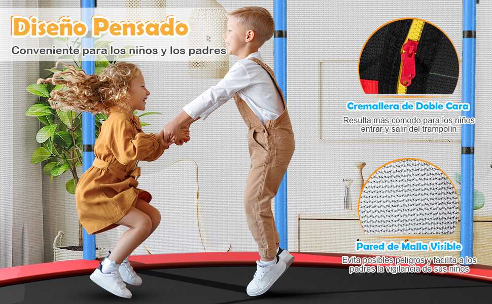 Cama elástica con red de seguridad
