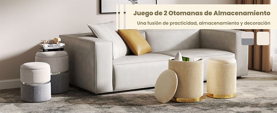 Juego de 2 Otomana Redonda