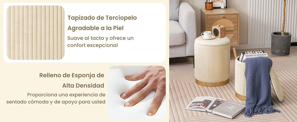 otomana de terciopelo