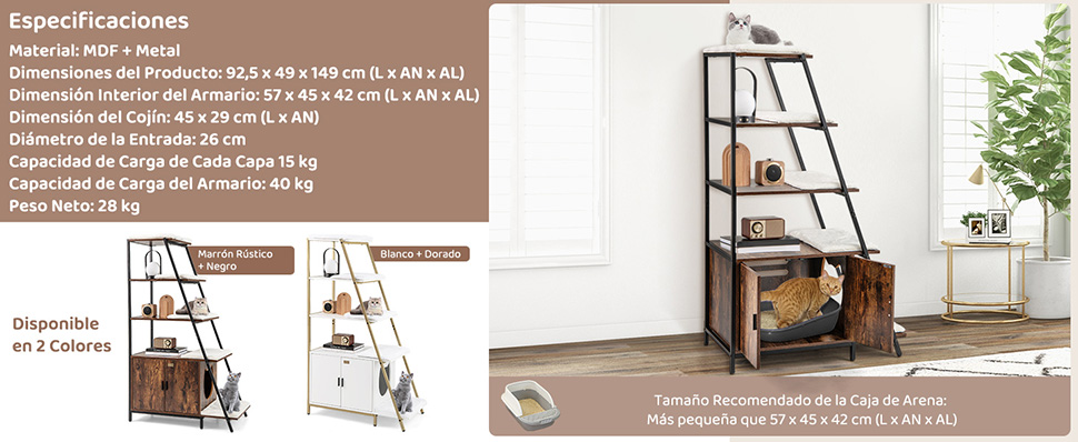 mueble de baño privado para gatos con puertas