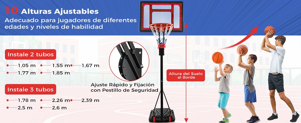 aro de baloncesto y objetivo portátil