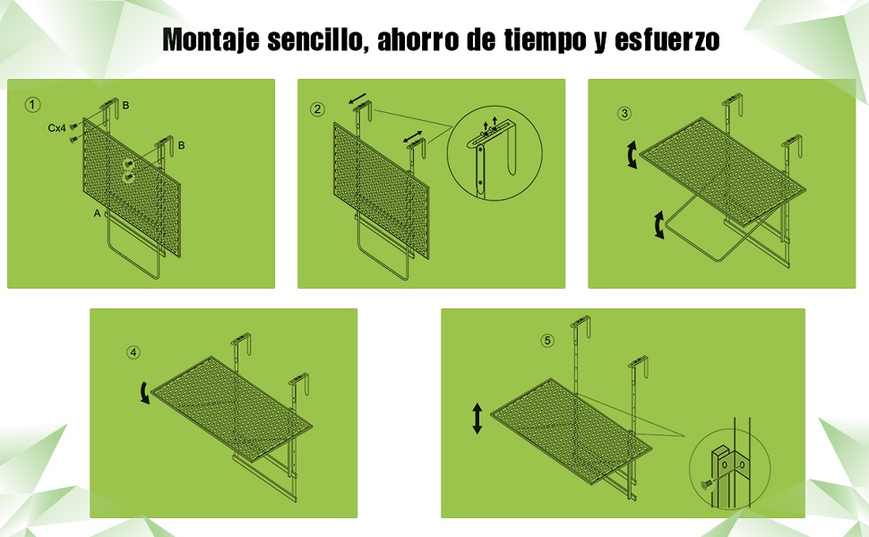 mesita plegable colgada de exterior