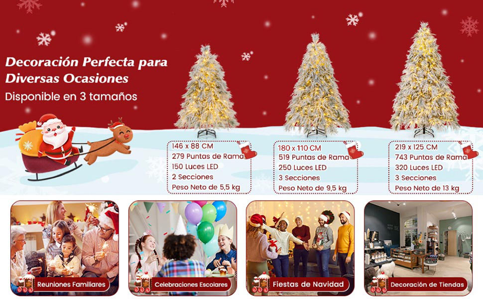 Árbol de Navidad Nevado de 180cm