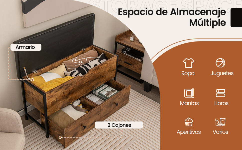 Banqueta otomana cajones