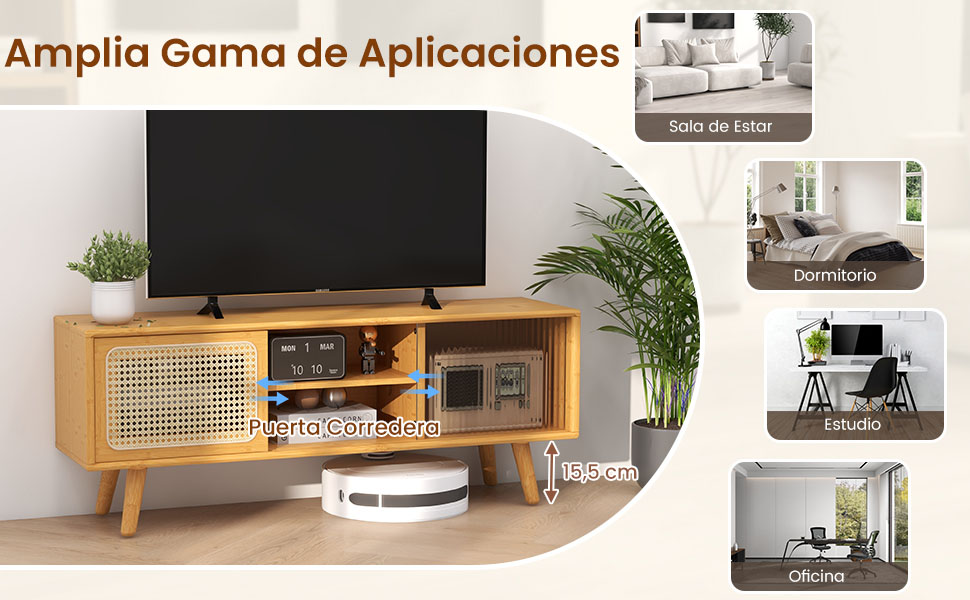 soporte de la TV de bambú