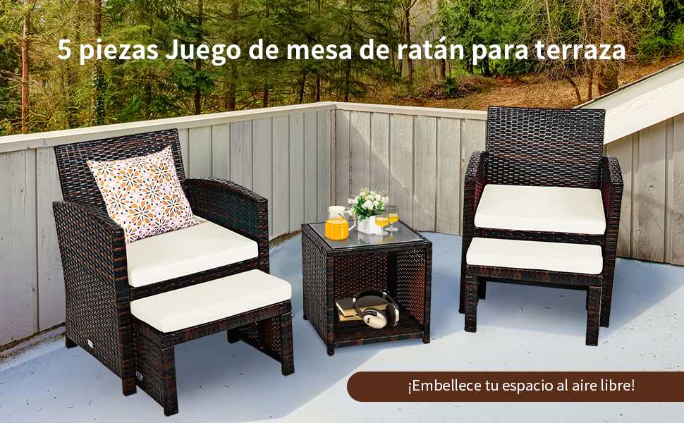 Set 5 muebles de ratán para patio