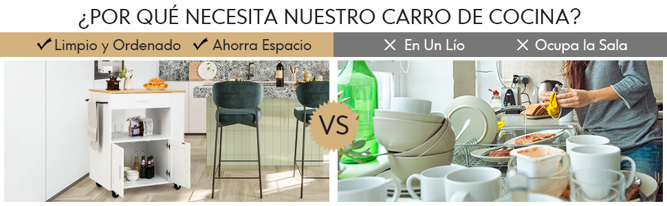 carrito isla de cocina de madera