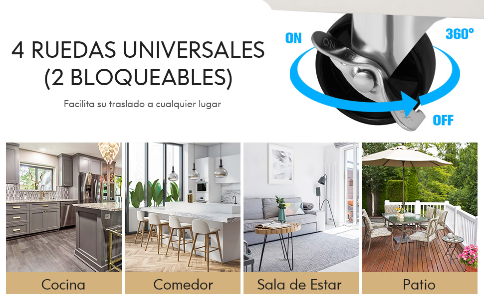 carrito de cocina con 3 estantes para especias