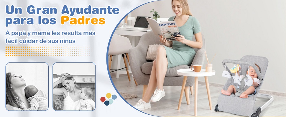  asiento mecedor para bebés gris