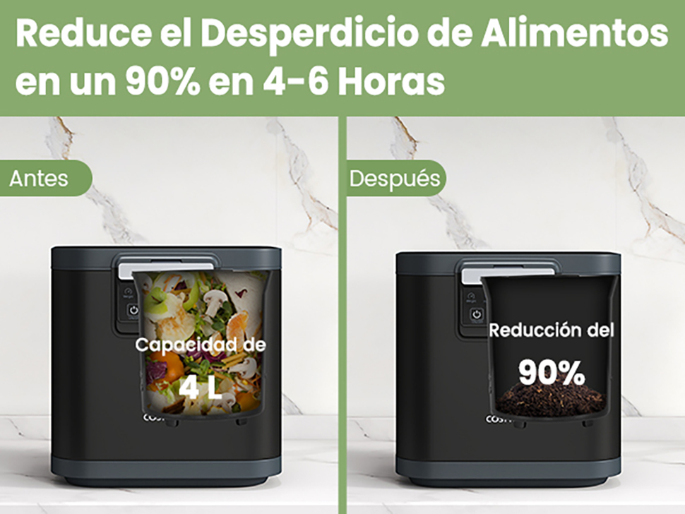 cubo de compostaje con capacidad 4 L de interior y exterior