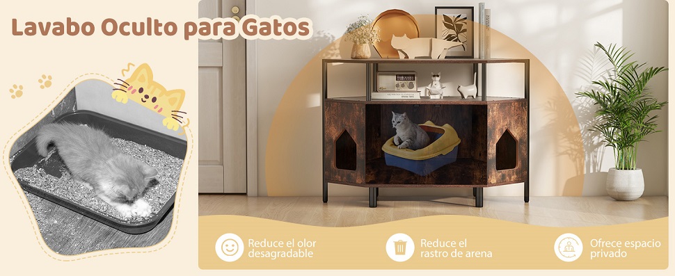 mueble oculto para baño para gatos