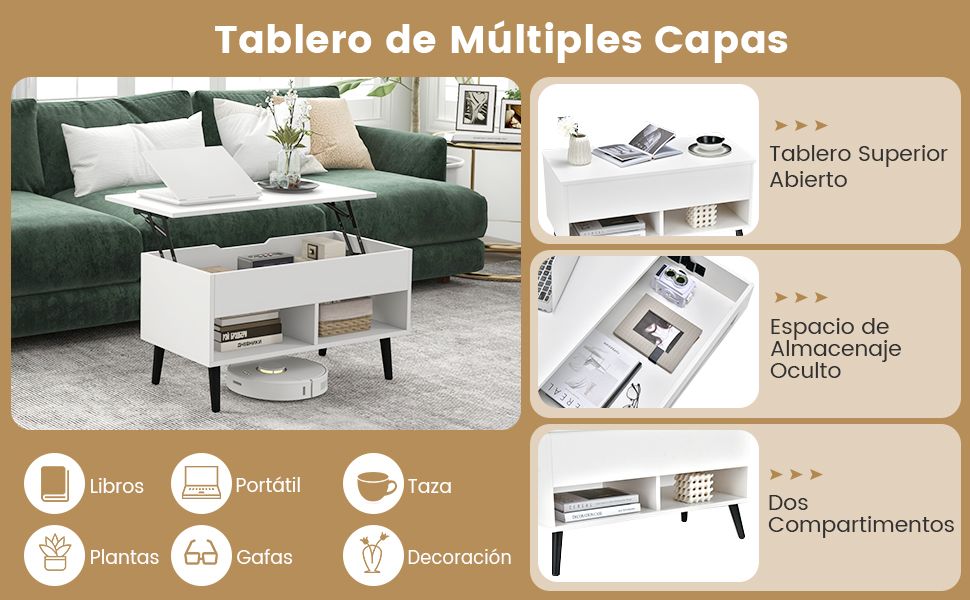 Mesa de Centro con Compartimento Oculto