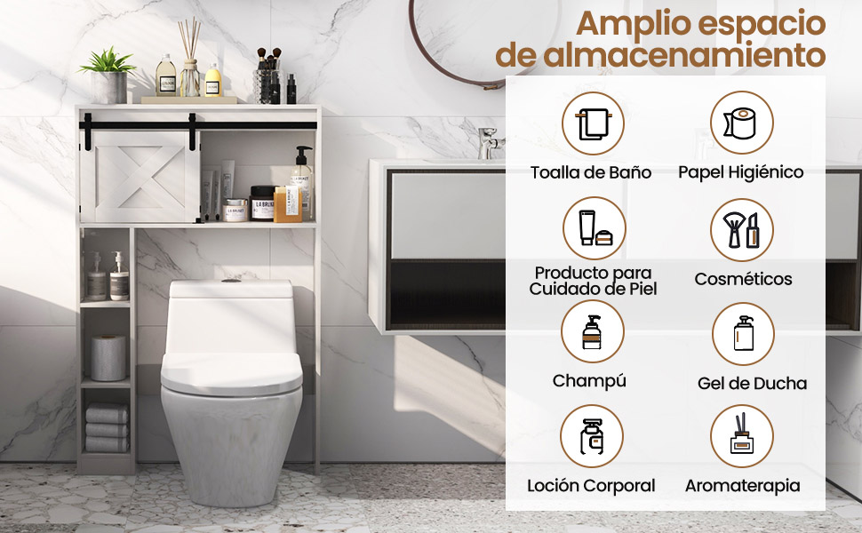 Estante de almacenamiento sobre el inodoro