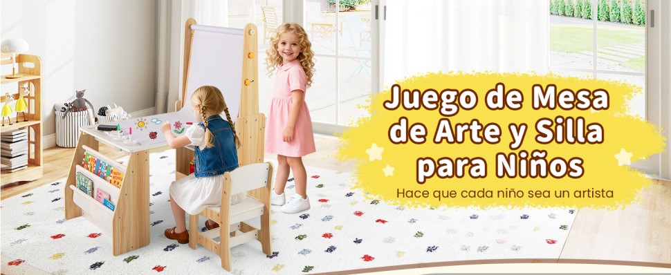 Mesa infantil con caballete