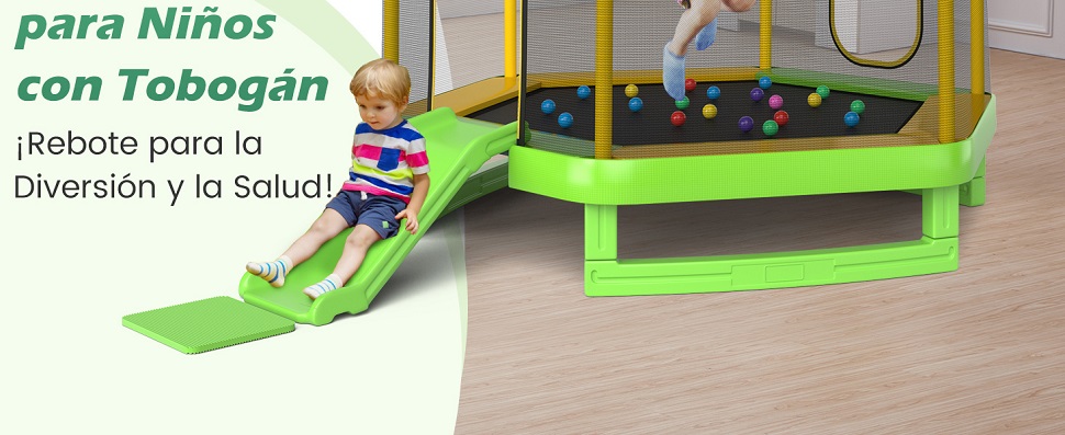 trampolín para niños con red de seguridad