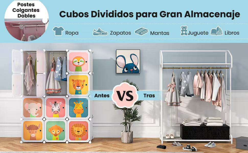 organizador de almacenamiento de ropa para niños