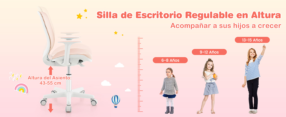 Silla de estudio infantil ajustable