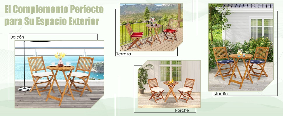  sillas con mesa de madera plegables