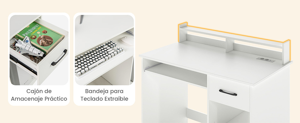 Mesa de estudio con almacenamiento
