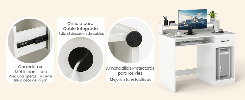 Escritorio para PC con estantería