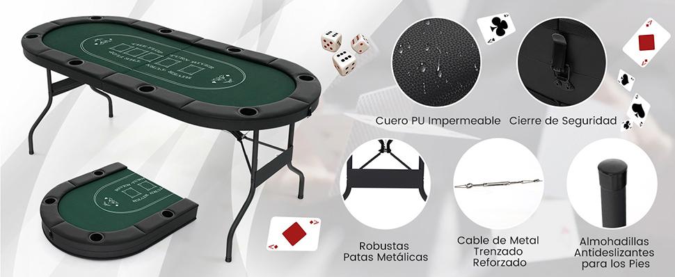 mesa de póker plegable para 8 jugadores