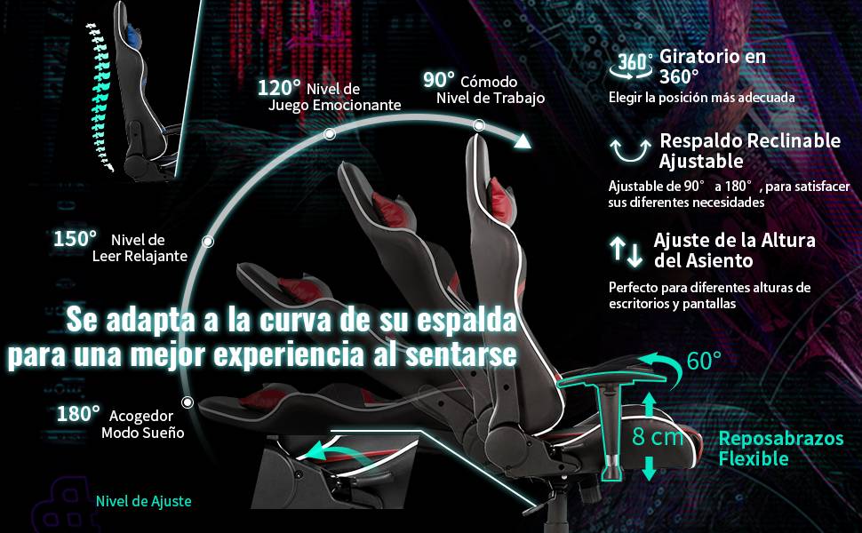 Silla de juego ajustable