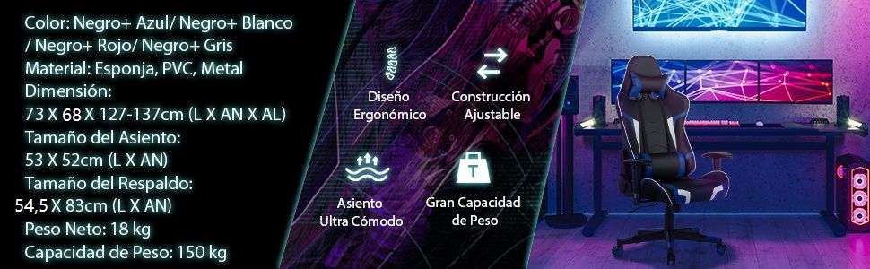 Silla de oficina de estilo racing