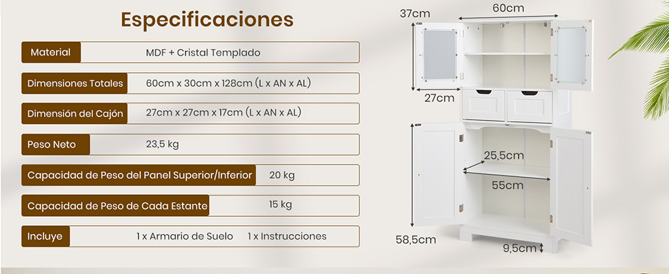 armario de suelo para baño grande