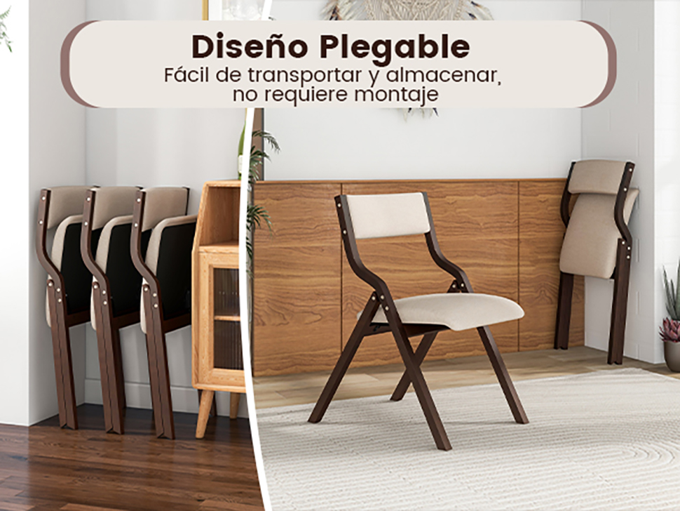 2-Piece Foldable Modern Wooden Dining Chairs