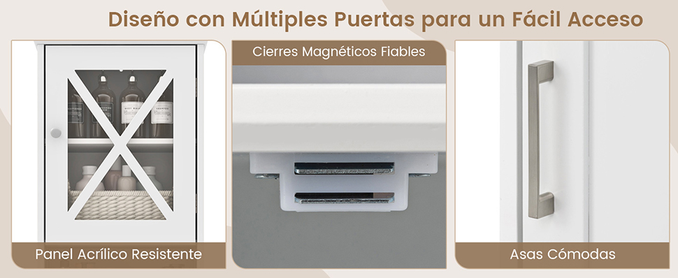 organizador de baño con 3 cubos y estantes ajustables